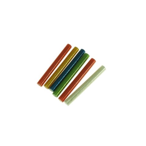 Klej do pistoletu na gorąco wkłady klejowe kolorowe z brokatem 6szt 11mm x 100mm Klej do pistoletu na gorąco wkłady klejowe kolorowe z brokatem 6szt 11mm x 100mm