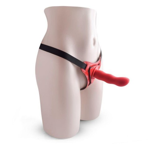 Czerwone kuszące dildo ze strap-on na szelkach Czerwone kuszące dildo ze strap-on na szelkach