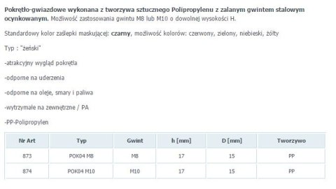 POKRĘTŁO GWIAZDKOWE POK 04 FI 50 M8 PP 873 POKRĘTŁO GWIAZDKOWE POK 04 FI 50 M8 PP 873
