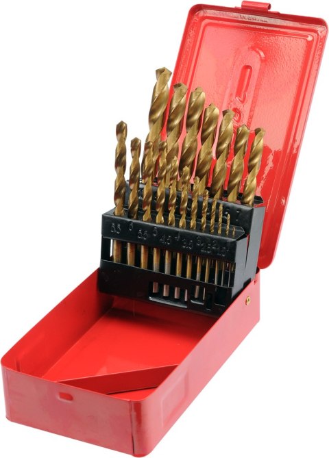 KOMPLET WIERTEŁ TYTANOWYCH DO METALU 1-10MM 19SZT. KOMPLET WIERTEŁ TYTANOWYCH DO METALU 1-10MM 19SZT.
