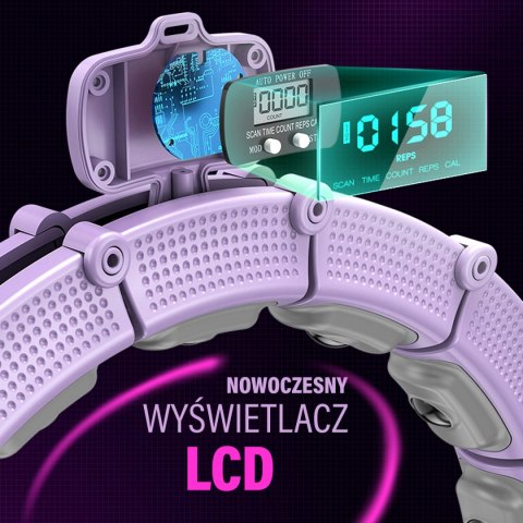 HHM14 HULA HOP VIOLET Z MAGNESAMI I OBCIĄŻNIKIEM + LICZNIK HMS