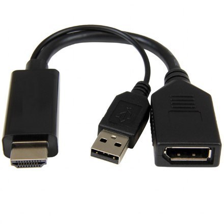 Adapter wideo Cablexpert | 19-pinowe HDMI typu A | 4-pinowe USB typu A (tylko zasilanie) | męskie | 20-pinowe DisplayPort | żeńs Adapter wideo Cablexpert | 19-pinowe HDMI typu A | 4-pinowe USB typu A (tylko zasilanie) | męskie | 20-pinowe DisplayPort | żeńs