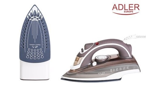 Adler | AD 5030 | Żelazko | Żelazko parowe | 3000 W | Pojemność zbiornika na wodę 310 ml | Ciągła para 20 g/min | Brązowy Adler | AD 5030 | Żelazko | Żelazko parowe | 3000 W | Pojemność zbiornika na wodę 310 ml | Ciągła para 20 g/min | Brązowy