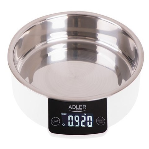 Adler | Waga kuchenna z miską | AD 3166 | Maksymalna waga (udźwig) 5 kg | Podziałka 1 g | Typ wyświetlacza LCD | Biały Adler | Waga kuchenna z miską | AD 3166 | Maksymalna waga (udźwig) 5 kg | Podziałka 1 g | Typ wyświetlacza LCD | Biały
