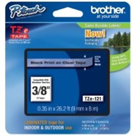 Brother | 121 | Laminated tape | Thermal | Black on clear | Roll (0.9 cm x 8 m) Brother | 121 | Laminated tape | Thermal | Black on clear | Roll (0.9 cm x 8 m)