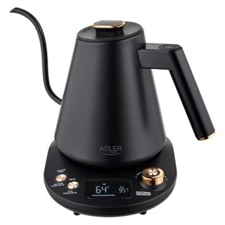 Czajnik Adler | AD 1349 | Elektryczny | 1100 W | 1 L | Stal nierdzewna | Podstawa obrotowa 360° | Czarny/złoty