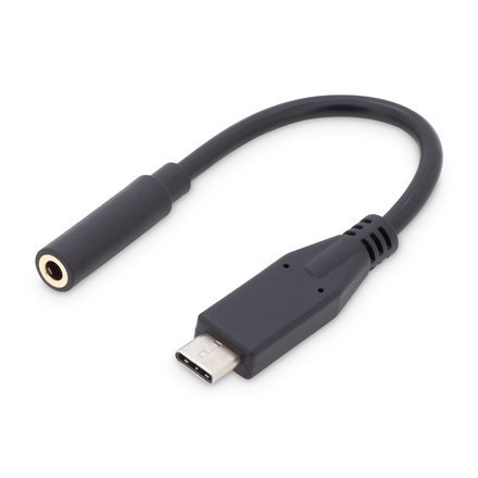 Digitus | Adapter USB-C do gniazda słuchawkowego | Żeńskie | 24-pinowe USB-C | Mini-phone stereo 3,5 mm | Czarne | 0,2 m Digitus | Adapter USB-C do gniazda słuchawkowego | Żeńskie | 24-pinowe USB-C | Mini-phone stereo 3,5 mm | Czarne | 0,2 m