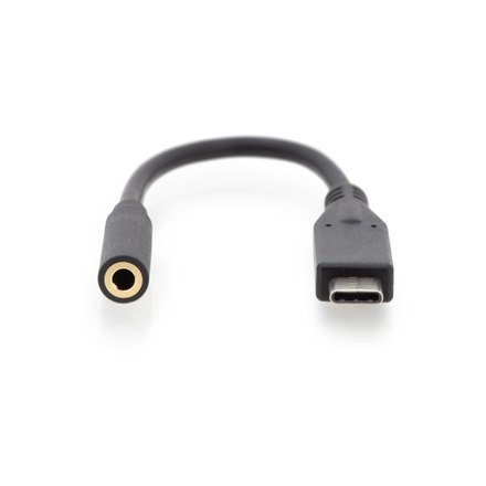 Digitus | Adapter USB-C do gniazda słuchawkowego | Żeńskie | 24-pinowe USB-C | Mini-phone stereo 3,5 mm | Czarne | 0,2 m Digitus | Adapter USB-C do gniazda słuchawkowego | Żeńskie | 24-pinowe USB-C | Mini-phone stereo 3,5 mm | Czarne | 0,2 m