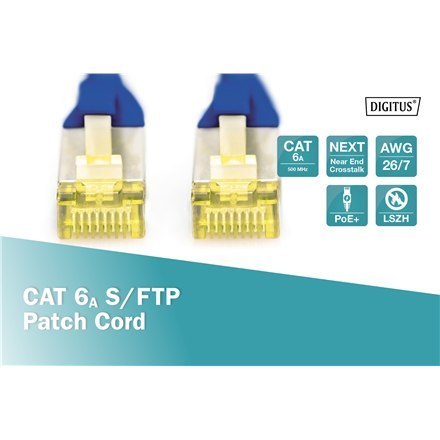 Digitus | CAT 6a | Kabel krosowy | Skrętka ekranowana (SFTP) | Męski | RJ-45 | Męski | RJ-45 | 1 m Digitus | CAT 6a | Kabel krosowy | Skrętka ekranowana (SFTP) | Męski | RJ-45 | Męski | RJ-45 | 1 m