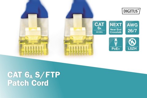 Digitus | CAT 6a | Kabel krosowy | Skrętka ekranowana (SFTP) | Męski | RJ-45 | Męski | RJ-45 | Niebieski | 0,5 m Digitus | CAT 6a | Kabel krosowy | Skrętka ekranowana (SFTP) | Męski | RJ-45 | Męski | RJ-45 | Niebieski | 0,5 m