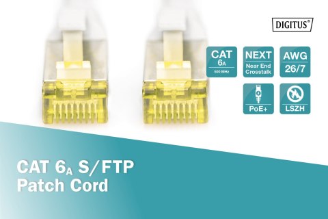 Digitus | CAT 6a | Kabel krosowy | Skrętka ekranowana (SFTP) | Męski | RJ-45 | Męski | RJ-45 | Szary | 0,5 m Digitus | CAT 6a | Kabel krosowy | Skrętka ekranowana (SFTP) | Męski | RJ-45 | Męski | RJ-45 | Szary | 0,5 m
