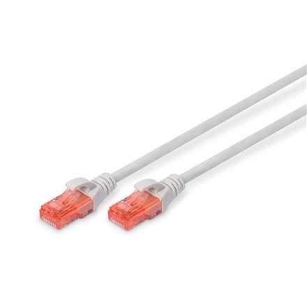 Digitus | Kabel krosowy | CAT 6 U-UTP | PVC AWG 26/7 | 1 m | Szary | Modułowa wtyczka RJ45 (8/8) | Przezroczysta wtyczka w kolor Digitus | Kabel krosowy | CAT 6 U-UTP | PVC AWG 26/7 | 1 m | Szary | Modułowa wtyczka RJ45 (8/8) | Przezroczysta wtyczka w kolor