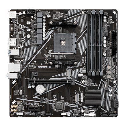 Gigabyte | B550M K 1.0 M/B | Rodzina procesorów AMD | Gniazdo procesora AM4 | DDR4 DIMM | Gniazda pamięci 4 | Obsługiwane interf Gigabyte | B550M K 1.0 M/B | Rodzina procesorów AMD | Gniazdo procesora AM4 | DDR4 DIMM | Gniazda pamięci 4 | Obsługiwane interf