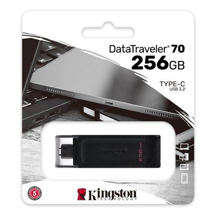 Kingston | Pamięć flash USB | DataTraveler 70 | 256 GB | USB 3.2 Gen 1 Type-C | Czarny Kingston | Pamięć flash USB | DataTraveler 70 | 256 GB | USB 3.2 Gen 1 Type-C | Czarny