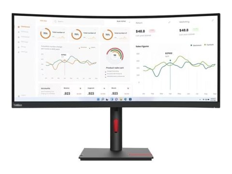 Lenovo | ThinkVision | T34w-30 | 34 " | VA | 21:9 | 60 Hz | 4 ms | Nie | 3440 x 1440 | 350 cd/m² | Porty HDMI w ilości 1 | Czarn Lenovo | ThinkVision | T34w-30 | 34 " | VA | 21:9 | 60 Hz | 4 ms | Nie | 3440 x 1440 | 350 cd/m² | Porty HDMI w ilości 1 | Czarn