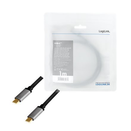 Logilink | Kabel USB-C | Męski | 24-pinowy USB-C | Męski | Czarny | 24-pinowy USB-C | 1 m Logilink | Kabel USB-C | Męski | 24-pinowy USB-C | Męski | Czarny | 24-pinowy USB-C | 1 m