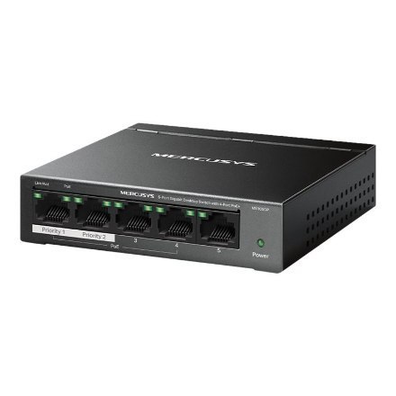 Mercusys 5-Port Gigabit Desktop Switch with 4-Port PoE+ Mercusys 5-Port Gigabit Desktop Switch with 4-Port PoE+