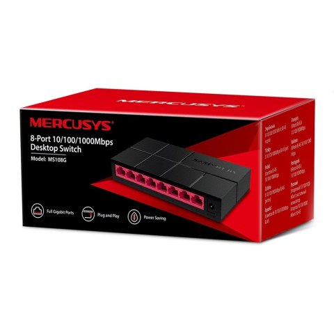 Mercusys | Switch | MS108G | Niezarządzany | Desktop | Ilość portów 10/100 Mbps (RJ-45) | Ilość portów 1 Gbps (RJ-45) | Ilość po Mercusys | Switch | MS108G | Niezarządzany | Desktop | Ilość portów 10/100 Mbps (RJ-45) | Ilość portów 1 Gbps (RJ-45) | Ilość po
