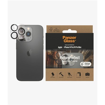 PanzerGlass | Ochraniacz obiektywu | Apple iPhone 14 Pro, 14 Pro Max | Czarny | Przezroczysty PanzerGlass | Ochraniacz obiektywu | Apple iPhone 14 Pro, 14 Pro Max | Czarny | Przezroczysty