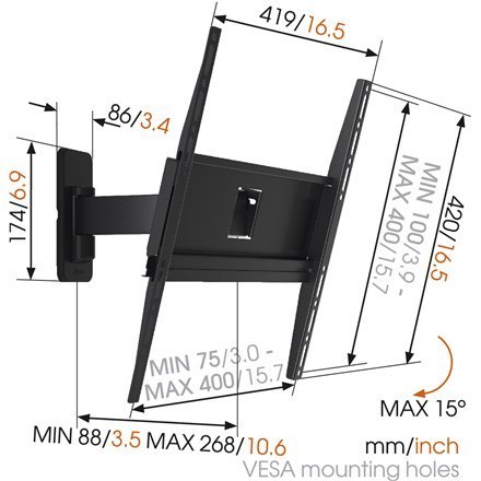 Vogels | Uchwyt ścienny | MA3030-A1 | Pełen ruch | 32-65 " | Maksymalna waga (pojemność) 25 kg | Czarny Vogels | Uchwyt ścienny | MA3030-A1 | Pełen ruch | 32-65 " | Maksymalna waga (pojemność) 25 kg | Czarny