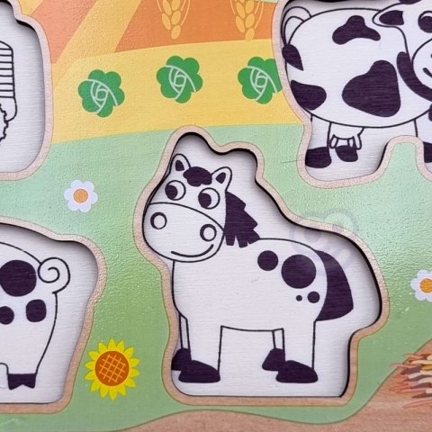 WOOPIE GREEN Drewniane Puzzle Montessori Farma z Pinezkami Do Dopasowania WOOPIE GREEN Drewniane Puzzle Montessori Farma z Pinezkami Do Dopasowania