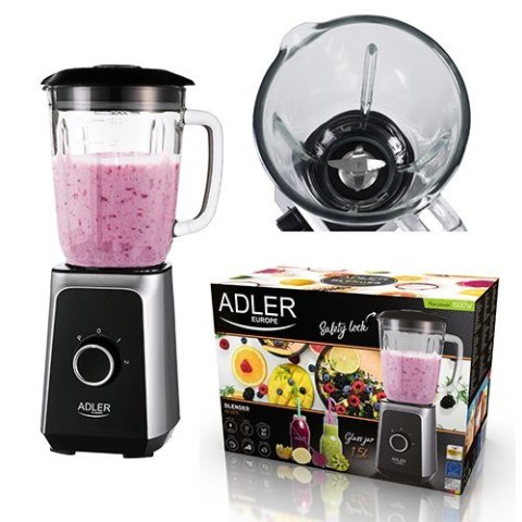 Adler | Blender | AD 4076 | Tabletop | 1000 W | Materiał słoika Szkło | Pojemność słoika 1,5 L | Kruszenie lodu | Czarny Adler | Blender | AD 4076 | Tabletop | 1000 W | Materiał słoika Szkło | Pojemność słoika 1,5 L | Kruszenie lodu | Czarny