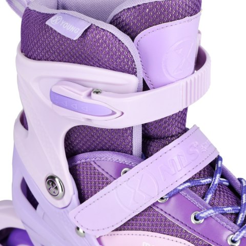NA0189 ZESTAW LED ŁYŻWOROLKI OCHRANIACZE MOONBEAM FIOLETOWE ROZM. M(35-38) NILS EXTREME