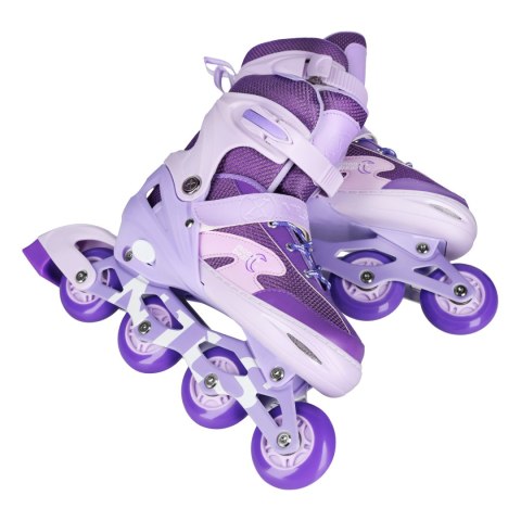 NA0189 ZESTAW LED ŁYŻWOROLKI OCHRANIACZE MOONBEAM FIOLETOWE ROZM. M(35-38) NILS EXTREME