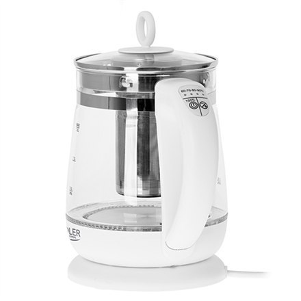 Adler | Czajnik | AD 1299 | Elektryczny | 2200 W | 1,5 L | Szkło/stal nierdzewna | Podstawa obrotowa 360° | Biały Adler | Czajnik | AD 1299 | Elektryczny | 2200 W | 1,5 L | Szkło/stal nierdzewna | Podstawa obrotowa 360° | Biały
