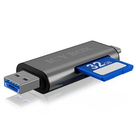 Icy box IB-CR200-C Czytnik kart SD/MicroSD (TF) USB 2.0 z interfejsem Type-C i -A do micro USB (OTG), antracytowy Raidsonic | Ze Icy box IB-CR200-C Czytnik kart SD/MicroSD (TF) USB 2.0 z interfejsem Type-C i -A do micro USB (OTG), antracytowy Raidsonic | Ze