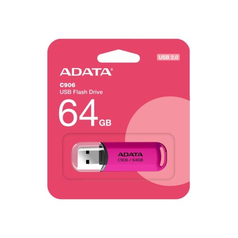 ADATA Pendrive C906 64 GB w kolorze różowym ADATA Pendrive C906 64 GB w kolorze różowym