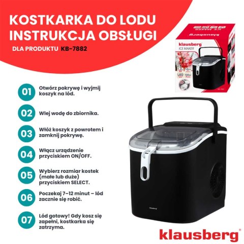 AUTOMATYCZNA KOSTKARKA DO LODU 1,2L 100W KLAUSBERG KB-7882 KLAUSBERG