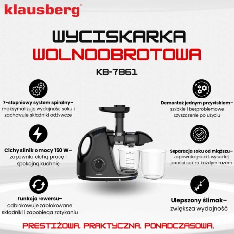 SOKOWIRÓWKA WYCISKARKA WOLNOOBROTOWA KLAUSBERG KB-7861 KLAUSBERG