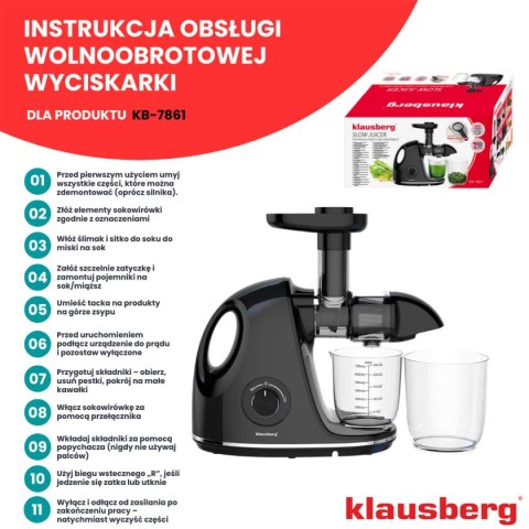 SOKOWIRÓWKA WYCISKARKA WOLNOOBROTOWA KLAUSBERG KB-7861 KLAUSBERG