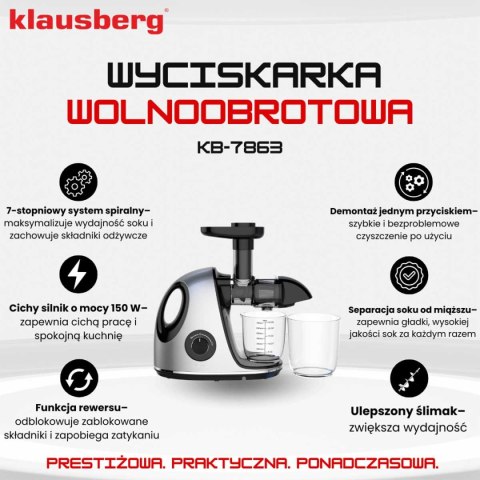 SOKOWIRÓWKA WYCISKARKA WOLNOOBROTOWA KLAUSBERG KB-7863 KLAUSBERG