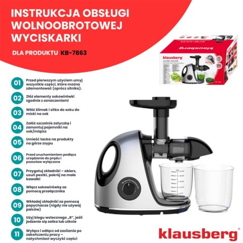 SOKOWIRÓWKA WYCISKARKA WOLNOOBROTOWA KLAUSBERG KB-7863 KLAUSBERG