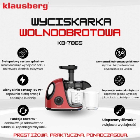 SOKOWIRÓWKA WYCISKARKA WOLNOOBROTOWA KLAUSBERG KB-7865 KLAUSBERG