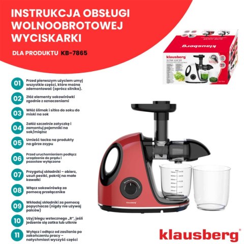 SOKOWIRÓWKA WYCISKARKA WOLNOOBROTOWA KLAUSBERG KB-7865 KLAUSBERG