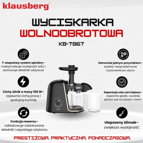 SOKOWIRÓWKA WYCISKARKA WOLNOOBROTOWA KLAUSBERG KB-7867 KLAUSBERG