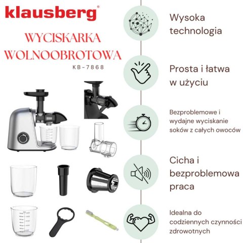 SOKOWIRÓWKA WYCISKARKA WOLNOOBROTOWA KLAUSBERG KB-7868 KLAUSBERG