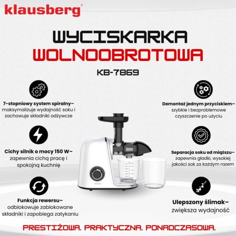 SOKOWIRÓWKA WYCISKARKA WOLNOOBROTOWA KLAUSBERG KB-7869 KLAUSBERG