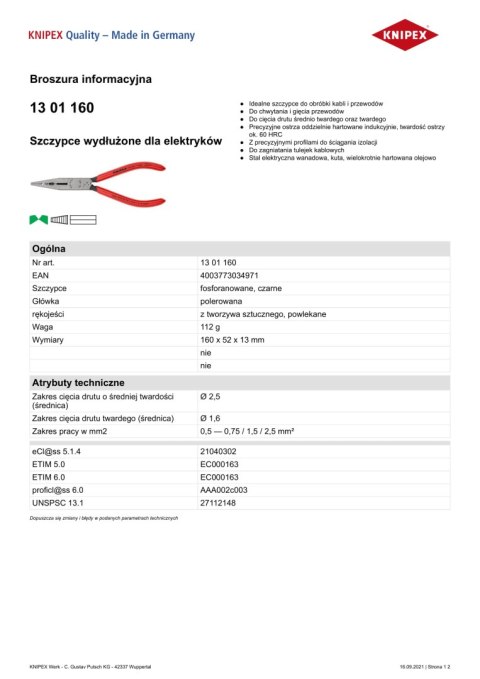 SZCZYPCE DLA ELEKTRYKÓW 160MM SZCZYPCE DLA ELEKTRYKÓW 160MM