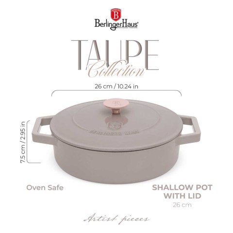GARNEK ŻELIWNY 26cm PŁASKI BERLINGER HAUS BH-6527 TAUPE BERLINGER HAUS