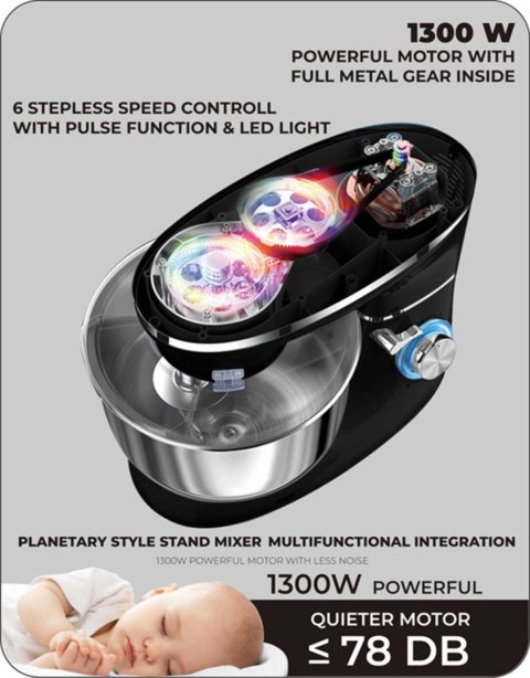 MIKSER ROBOT PLANETARNY  BH-9512 MATTE BLACK 