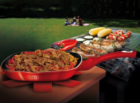 PATELNIA GRANITOWA GRILLOWA 28cm BERLINGER HAUS RED METALLIC LINE BH-1271 BERLINGER HAUS
