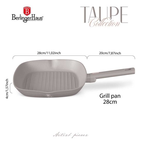PATELNIA GRILLOWA TYTANOWA 28cm BERLINGER HAUS BH-8096 TAUPE BERLINGER HAUS