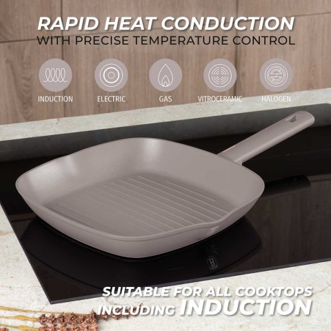PATELNIA GRILLOWA TYTANOWA 28cm BERLINGER HAUS BH-8096 TAUPE BERLINGER HAUS