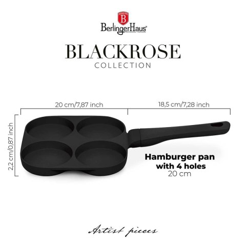PATELNIA TYTANOWA 26cm DO HAMBURGERÓW JAJEK BERLINGER HAUS BH-7797 BLACK ROSE BERLINGER HAUS