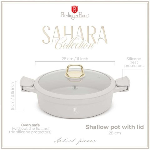 PŁASKI GARNEK TYTANOWY Z POKRYWĄ 28cm BERLINGER HAUS BH-7785 SAHARA BERLINGER HAUS