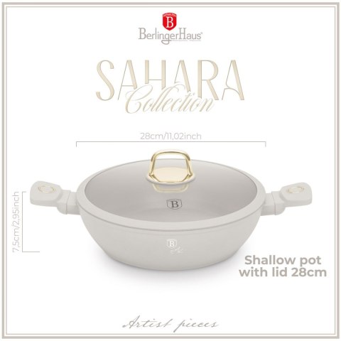 PŁASKI GARNEK TYTANOWY Z POKRYWĄ 28cm BERLINGER HAUS BH-8068 SAHARA BERLINGER HAUS